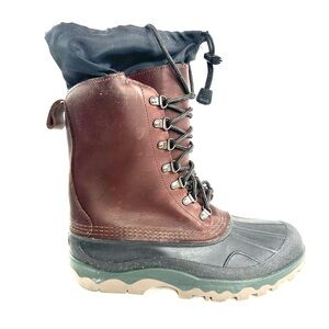 LL Bean Women Size 10 Brown Leather Winter Boot Drawstring Lace Up GoreTex